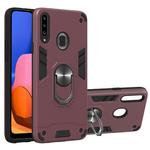 For Samsung Galaxy A20s 2 in 1 Armour Series PC + TPU Protective Case with Ring Holder(Wine Red)