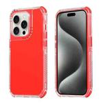 For iPhone 15 Pro Dreamland 3 in 1 Solid Color Transparent Frame PC + TPU Phone Case(Red)