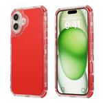 For iPhone 16 Plus Dreamland 3 in 1 Solid Color Transparent Frame PC + TPU Phone Case(Red)