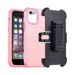 For iPhone 6 / 7 / 8 / SE 2020 3 in 1 PC + TPU Sliding Sleeve Phone Case(Pink+Rose Red)