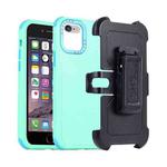 For iPhone 6 / 7 / 8 / SE 2020 3 in 1 PC + TPU Sliding Sleeve Phone Case(Grass Green+Sky Blue)