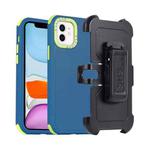 For iPhone 11 3 in 1 PC + TPU Sliding Sleeve Phone Case(Blue+Green)