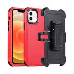 For iPhone 12 3 in 1 PC + TPU Sliding Sleeve Phone Case(Red+Black)