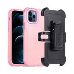 For iPhone 12 Pro Max 3 in 1 PC + TPU Sliding Sleeve Phone Case(Pink+Rose Red)