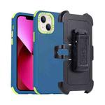 For iPhone 13 3 in 1 PC + TPU Sliding Sleeve Phone Case(Blue+Green)