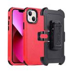 For iPhone 13 3 in 1 PC + TPU Sliding Sleeve Phone Case(Red+Black)