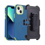 For iPhone 13 mini 3 in 1 PC + TPU Sliding Sleeve Phone Case(Blue+Green)