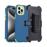For iPhone 15 Pro 3 in 1 PC + TPU Sliding Sleeve Phone Case(Blue+Green)