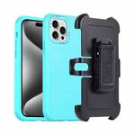 For iPhone 15 Pro Max 3 in 1 PC + TPU Sliding Sleeve Phone Case(Blue+Sky Blue)
