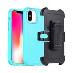 For iPhone X / XS 3 in 1 PC + TPU Sliding Sleeve Phone Case(Blue+Sky Blue)