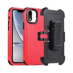 For iPhone XR 3 in 1 PC + TPU Sliding Sleeve Phone Case(Red+Black)