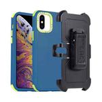 For iPhone XS Max 3 in 1 PC + TPU Sliding Sleeve Phone Case(Blue+Green)