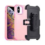 For iPhone XS Max 3 in 1 PC + TPU Sliding Sleeve Phone Case(Pink+Rose Red)