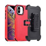 For iPhone XS Max 3 in 1 PC + TPU Sliding Sleeve Phone Case(Red+Black)