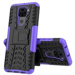 For Xiaomi Redmi Note 9 Tire Texture Shockproof TPU+PC Protective Case with Holder(Purple)