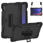 For Samsung Galaxy Tab S9 360 Degree Rotation PC Contrast Silicone Tablet Case(Black)