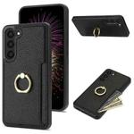For Samsung Galaxy S23+ 5G Ring Card  Litchi Leather Back Phone Case(Black)