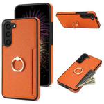 For Samsung Galaxy S23+ 5G Ring Card  Litchi Leather Back Phone Case(Orange)