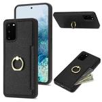 For Samsung Galaxy S20+ Ring Card  Litchi Leather Back Phone Case(Black)