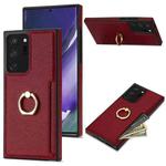For Samsung Galaxy Note20 Ultra Ring Card  Litchi Leather Back Phone Case(Red)