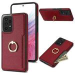 For Samsung Galaxy A53 5G Ring Card  Litchi Leather Back Phone Case(Red)