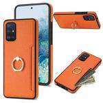 For Samsung Galaxy A51 4G Ring Card  Litchi Leather Back Phone Case(Orange)