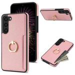 For Samsung Galaxy S23 FE 5G Ring Card  Litchi Leather Back Phone Case(Pink)