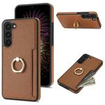 For Samsung Galaxy S23 FE 5G Ring Card  Litchi Leather Back Phone Case(Brown)