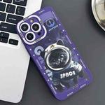 For iPhone 15 Pro Max Liquid Angel Eyes Little Black Cat TPU Phone Case(Purple)