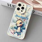 For iPhone 15 Pro Liquid Angel Eyes Hip Hop Rabbit TPU Phone Case(Beige)