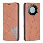 For Huawei Mate 60 Rhombus Texture Magnetic Leather Phone Case(Brown)