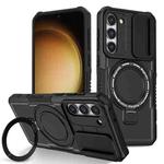 For Samsung Galaxy S23+ 5G Sliding Camshield Magsafe Holder TPU Hybrid PC Phone Case(Black)