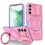 For Samsung Galaxy S22+ 5G Sliding Camshield Magsafe Holder TPU Hybrid PC Phone Case(Purple Pink)