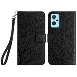 For Realme 9i / OPPO A36 Tree Birds Embossed Pattern Leather Phone Case(Black)