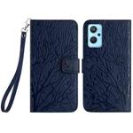 For Realme 9i / OPPO A36 Tree Birds Embossed Pattern Leather Phone Case(Blue)