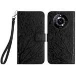 For Realme 11 Pro Tree Birds Embossed Pattern Leather Phone Case(Black)