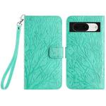 For Google Pixel 8 Tree Birds Embossed Pattern Leather Phone Case(Green)