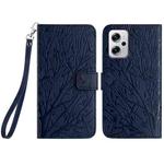For Xiaomi Redmi Note 11T Pro Tree Birds Embossed Pattern Leather Phone Case(Blue)