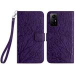 For Xiaomi Redmi Note 12S Tree Birds Embossed Pattern Leather Phone Case(Purple)