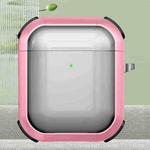 For AirPods 2 / 1 Thunder Transparent Armor Wireless Earphones Protective Case(Pink)