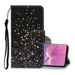 For Samsung Galaxy S10+ Colored Drawing Pattern Horizontal Flip Leather Case with Holder & Card Slots & Wallet & Lanyard(Black Background Pentagram)