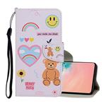 For Samsung Galaxy S10e Colored Drawing Pattern Horizontal Flip Leather Case with Holder & Card Slots & Wallet & Lanyard(Smiling Bear)