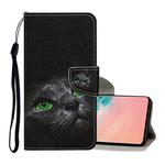For Samsung Galaxy S10e Colored Drawing Pattern Horizontal Flip Leather Case with Holder & Card Slots & Wallet & Lanyard(Black Cat)