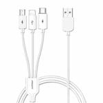 PISEN 1.2m 3A 3 in 1 USB to 8 Pin + Type-C + Micro USB Data Cable