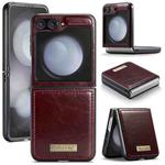 For Samsung Galaxy Z Flip5 CaseMe 003 PU + PC Business Style Crazy Horse Texture Leather Phone Case(Mulberry Red)