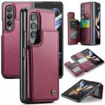 For Samsung Galaxy Z Fold4 5G CaseMe C22 PC+TPU Business Style RFID Anti-theft Leather Phone Case(Wine Red)