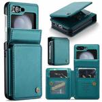 For Samsung Galaxy Z Flip5 CaseMe C22 PC+TPU Business Style RFID Anti-theft Leather Phone Case(Blue Green)