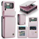 For Samsung Galaxy Z Flip4 5G CaseMe C22 PC+TPU Business Style RFID Anti-theft Leather Phone Case(Pink)