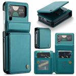 For Samsung Galaxy Z Flip4 5G CaseMe C22 PC+TPU Business Style RFID Anti-theft Leather Phone Case(Blue Green)