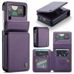 For Samsung Galaxy Z Flip4 5G CaseMe C22 PC+TPU Business Style RFID Anti-theft Leather Phone Case(Purple)